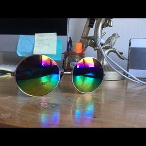 Rainbow mirror round sunglasses